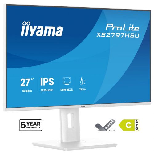 Monitor Iiyama ProLite XB2797HSU-W1 27" IPS, FullHD, 120Hz, USB vozlišče, nastavljivo stojalo, bel