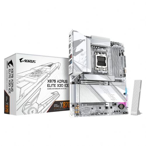 Osnovna plošča Gigabyte X870 AORUS ELITE X3D ICE, ATX, DDR5, Wi-Fi 7, AMD AM5, PCIe 5.0, bela
