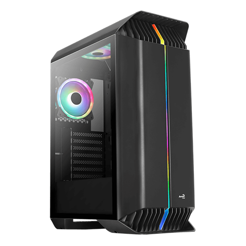 Ohišje Aerocool Gladiator Duo G-BK-v1, kaljeno steklo, črna