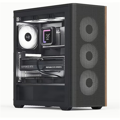 Ohišje za računalnik Aerocool D501A-G-BK-v2 (črno/leseno)
