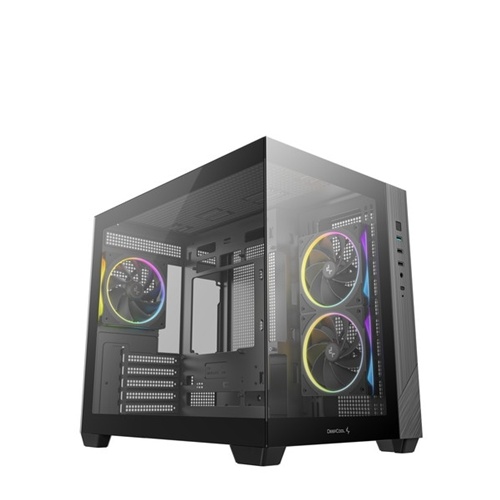 Ohišje za računalnik DeepCool CG330 3F mini stolp, panoramska zasnova, kaljeno steklo, µATX, priloženi ventilatorji