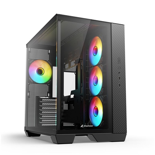 Ohišje za računalnike Sharkoon Steel Shark (midi-tower, 2x kaljeno steklo, ATX, 4x ARGB ventilatorji, USB-C)