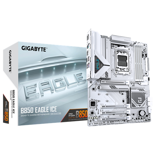 Osnovna plošča Gigabyte B850 EAGLE ICE, AM5, bela/srebrna