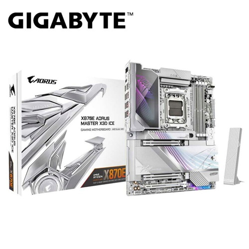 Osnovna plošča Gigabyte X870E AORUS MASTER X3D ICE AM5, DDR5, Wi-Fi 7, USB4, ATX, srebrno-bela