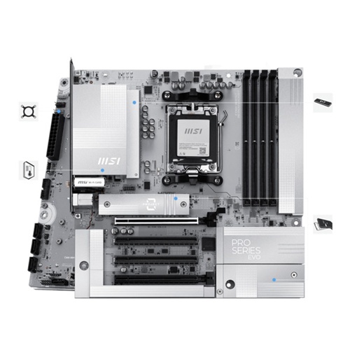 Osnovna plošča MSI PRO B840-S EVO AM5, ATX, DDR5, Wi-Fi 6E, črna/srebrna