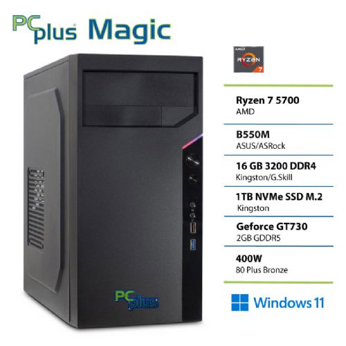 Namizni računalnik PCplus Magic Ryzen 7 5700 16GB 1TB SSD GT730 Windows 11 Pro