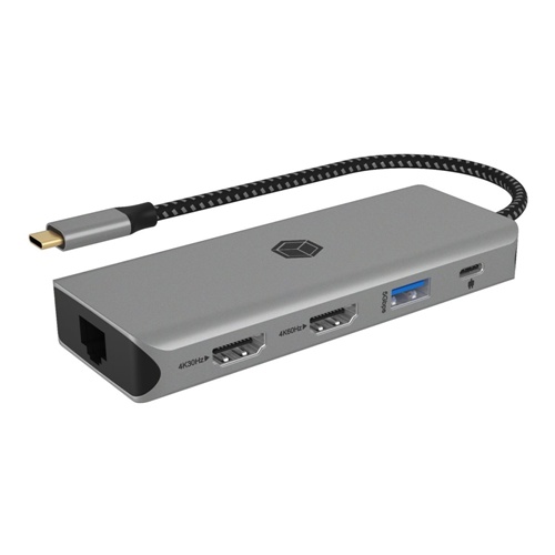Priklopna postaja Icy Box IB-DK4012-CPD HDMI, USB-A, DisplayPort, SDmicro, aluminij