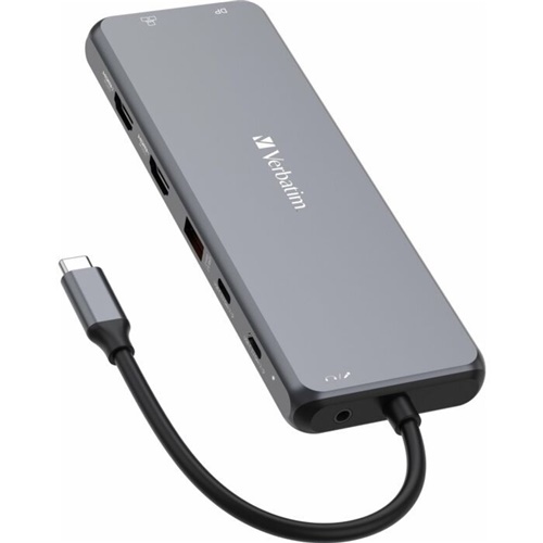Priklopna postaja Verbatim USB-C Pro CMH-13, 13 vrat, 2x HDMI, DP, RJ-45, 6x USB-A, Audio, 2x USB-C PD, siva