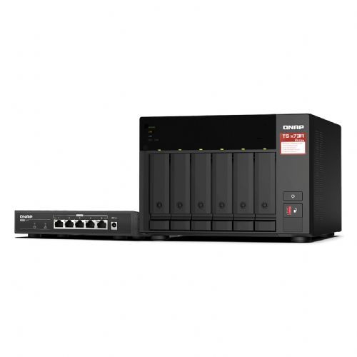 NAS sistem Qnap TS-673A-SW5T AMD Ryzen V1500B, 8 GB DDR4 RAM, 6 rež za diske, 2x 2.5GbE LAN, podpora RAID