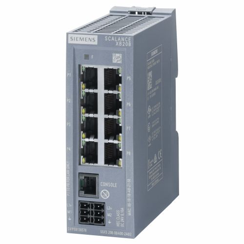 Stikalo Siemens SCALANCE XB208 upravljano, 8x 10/100 Mbps, PROFINET, diagnostična LED, DIN letev