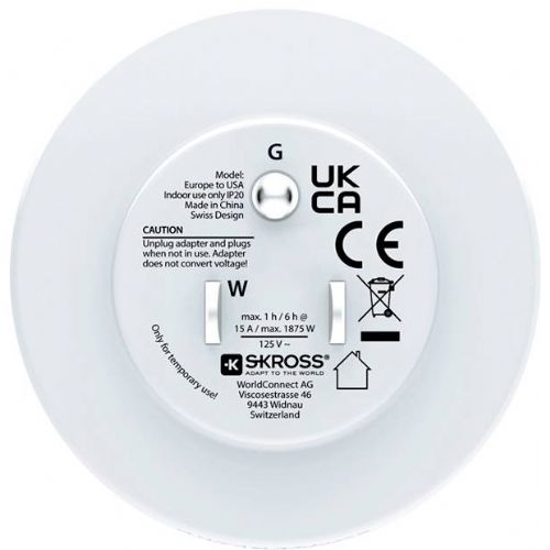 Potovalni adapter Skross 1.500203C-E, univerzalna uporaba, do 1575 W, varnostna zapora