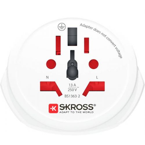 Potovalni adapter Skross 1.500221C-E, univerzalna uporaba, 100–250 V, varnostna zapora