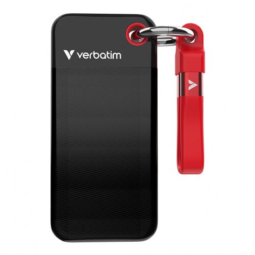 STICK S 2TB Verbatim Pocket SSD USB 3.2 črne/rdeče barve za maloprodajo
