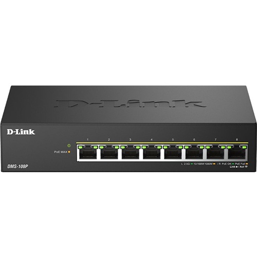 Stikalo D-Link DMS-108P/E 8x RJ-45 2,5Gb PoE++ 230W 40Gbit/s 802.1p QoS