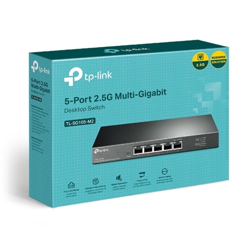 Stikalo TP-Link TL-SG105-M2 5x RJ-45 2.5Gbps, 25 Gbit/s pasovna širina, MDI/MDIX, kovinsko ohišje, LED indikatorji
