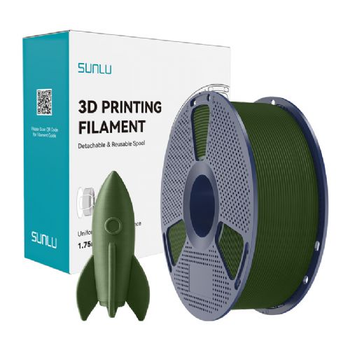 Filament za 3D tiskanje Sunlu PLA HS OG olivna barva, visokohitrostni, profesionalna kakovost, brez opor do 70°, hitro strjevanje