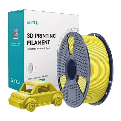 Filament za 3D tiskanje Sunlu PETG Y rumen, visoka vzdržljivost, odlična adhezija, odpornost na udarce, primeren za zunanjo uporabo, natezna trdnost 53 MPa