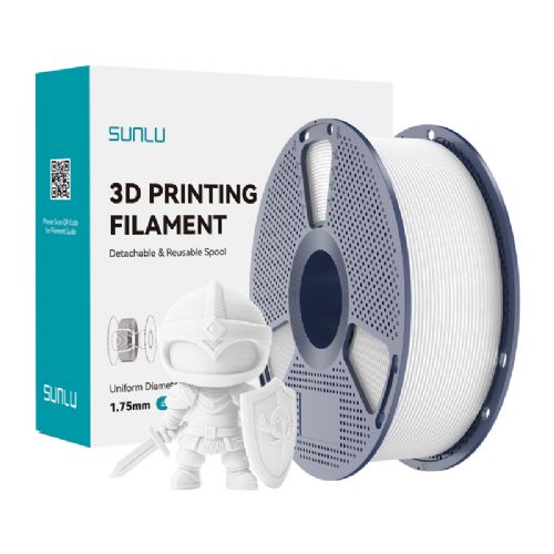 Filament za 3D tiskanje Sunlu PLA+ W bel, 1,75 mm, visoka udarna odpornost, enakomerno navit, natančnost ±0,02 mm
