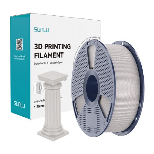 Filament za 3D tiskanje Sunlu PLA HS Mar SSM svetlo siv, marmorni videz, visokohitrostni, natančnost ±0,02 mm, široka združljivost
