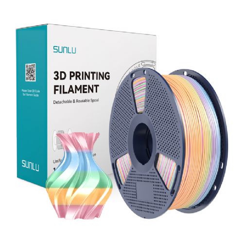 Filament za 3D tiskanje Sunlu PLA+ svila R 04, mavrica, 1,75 mm, sijajen zaključek, visoka natančnost