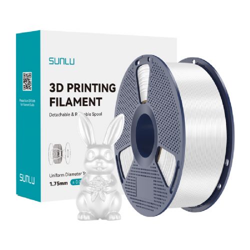 Filament za 3D tiskanje Sunlu PLA+ svila W bela, sijajen svilnat zaključek, dimenzijska natančnost ±0,02 mm, minimalno krčenje, enostavna uporaba, združljivost z večino FDM tiskalnikov