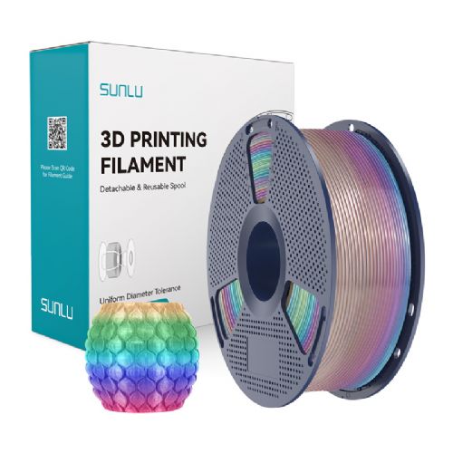 Filament za 3D tiskanje Sunlu PLA TR 04, 1,75 mm, 1 kg, prozoren mavrični, ±0,02 mm, široka združljivost
