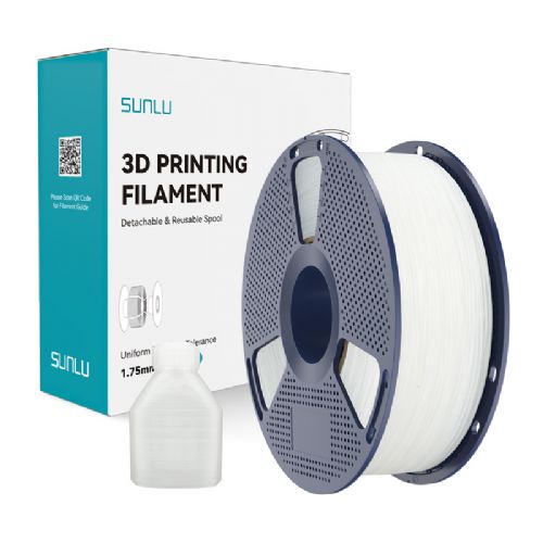 Filament za 3D tiskanje Sunlu PP naravno bela, 1,75 mm, visoka kemična odpornost, fleksibilen, varen za živila