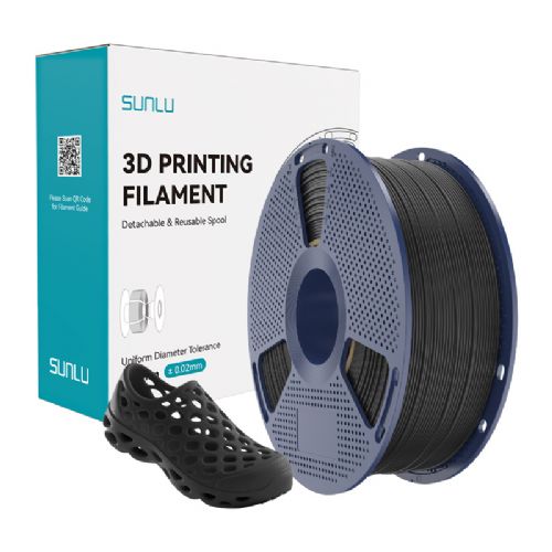 Filament za 3D tiskanje Sunlu TPU 95A črn, visoka elastičnost, odpornost proti obrabi, premer 1,75 mm, natezna trdnost 34,4 MPa