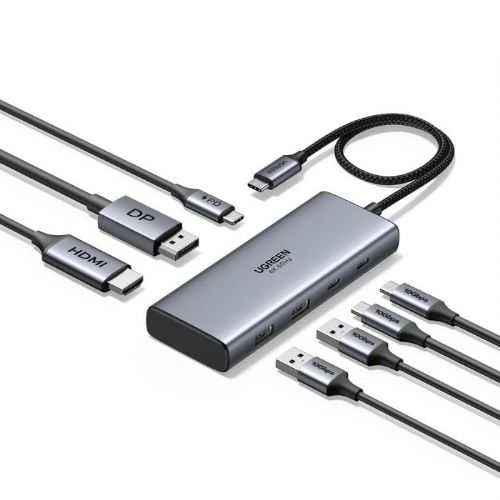 USB hub Ugreen 75902 7-v-1, HDMI/DP izhod, 4K 60Hz, PD 100W, aluminijasto ohišje
