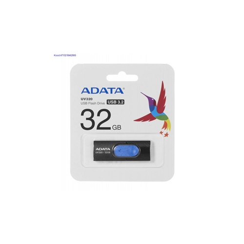 USB Adata UV320 črn/moder, USB-A 3.2 Gen 1, drsni mehanizem, kompaktna oblika, hiter prenos