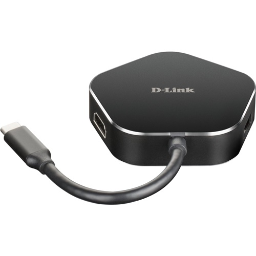 USB hub D-Link DUB-M420 4-v-1 USB-C s polnilnimi vrati HDMI/USB-C, črna