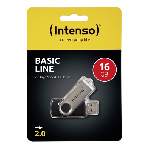 USB ključek Intenso Basic Line 16 GB, srebrna/črna