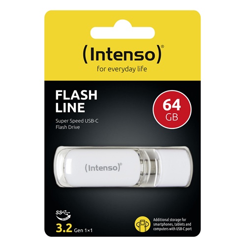 USB ključek Intenso FLASH LINE 64 GB (bel, USB-C 3.2 Gen 1)