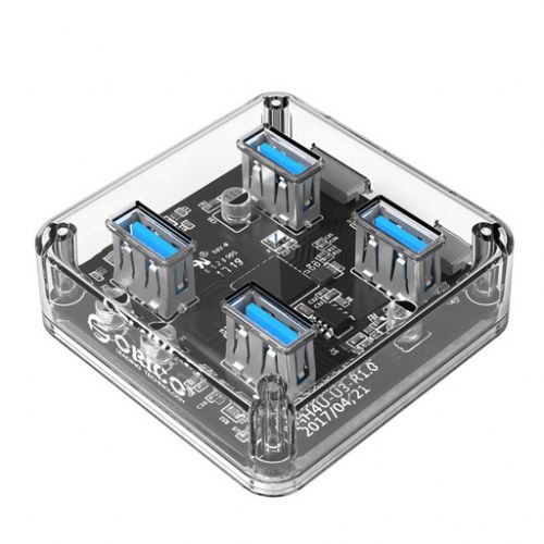USB-razdelilnik ORICO MH4U, 4-portni, USB 3.0, prozoren 