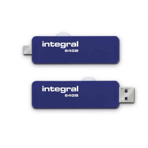 Integral 64GB Slide USB 3.0 OTG ( On-The-Go) adapter  - INFD64GBSLDOTG3.0NRP 2