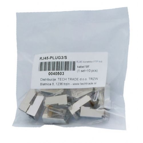 RJ45 konektor FTP trdi kabel Mf (3rez) (pak/10) 2