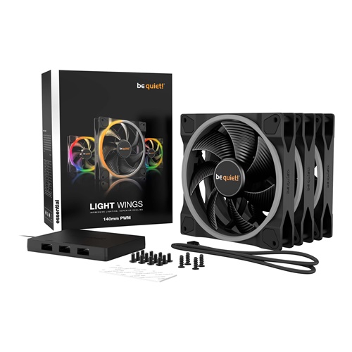 Ventilator Be Quiet! Light Wings PWM 140 mm Triple Pack, ARGB, črna