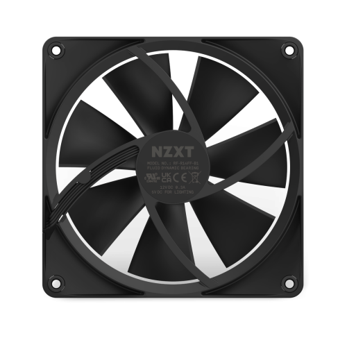 Ventilator za PC ohišja NZXT F140 RGB Single 140x140x26, brez krminilnika, črna