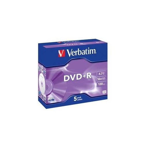 VERBATIM DVD+R 4,7GB, 16x, 5pak, 10mm