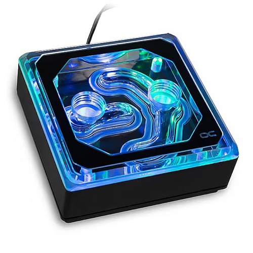 Vodni hladilni sistem  Alphacool Eisblock XPX Aurora Edge akril črn, ARGB, za podnožja Intel/AMD, ponikljan baker