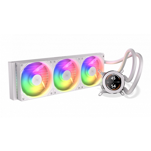Vodni hladilni sistem  Krux HydroGlance 360 LCD, 3x120 mm, ARGB, aluminij in baker, bela