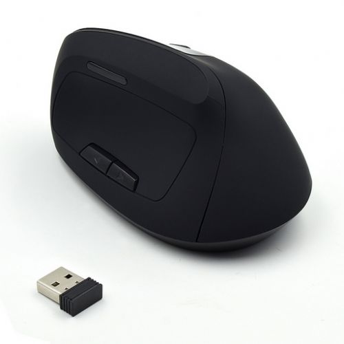 Miška Ewent Wireless Ergonomic Vertical - USB, črna, 1600 dpi