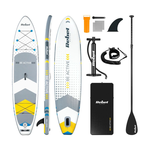 SUP deska Rebel Active RBA-4500-WHL, 350 × 81 × 15 cm, touring, nosilnost 154 kg, z veslom