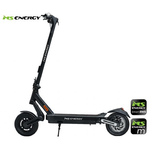 Električni skiro MS ENERGY MENTOR 500 , 10" gume, 500W motor, 35km doseg, 374Wh 36V 10.4Ah baterija, dvojno C-vzmetenje, EBS sistem, Smart BMS, LCD zaslon, LED osvetlitev, aplikacija, črn