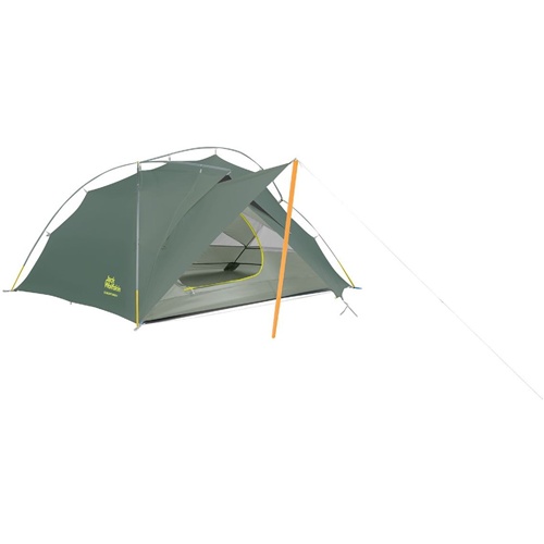 Šotor Jack Wolfskin STRATOS LITE II za 2 osebi, vodni stolpec 1500/6000 mm, aluminijaste palice, mreža proti komarjem, teža 1,81 kg, zelen, model 2024