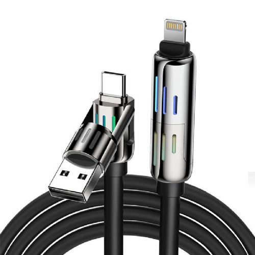 4-v-1 USB-C/USB-A v USB-C/Lightning kabel Blitzwolf BW-HDC6 1,2 m 240 W RGB (črn)