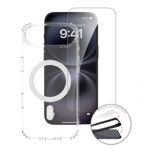 Ovitki za telefon 4Smarts 3v1 Premium začetniški komplet za iPhone 17 Air, MagSafe, kaljeno steklo 9H, brezžično polnjenje, napajalnik 20W