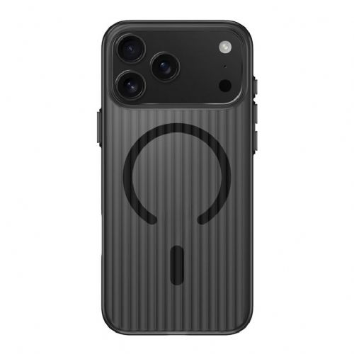 Ovitek za telefon 4Smarts Design Aero za iPhone 17 Pro Max, črn, MagSafe, ultra tanek, rebrasta tekstura, proti udarcem