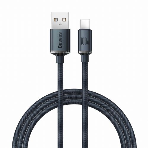Baseus kabel USB A-C 2m 100W PD Crystal shine črn CAJY000501