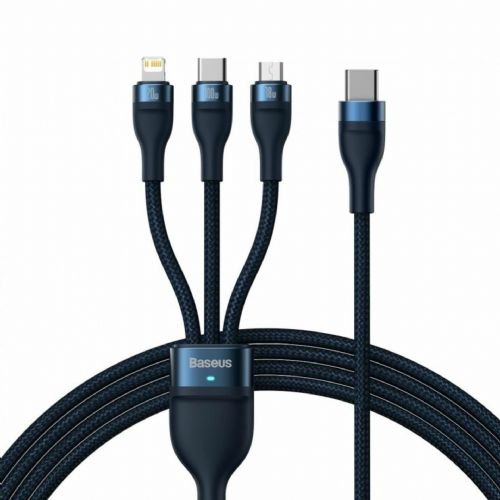 Baseus polnilni kabel TipC 3v1 Lightning TipC/Mikro 100W PD 1,5m moder